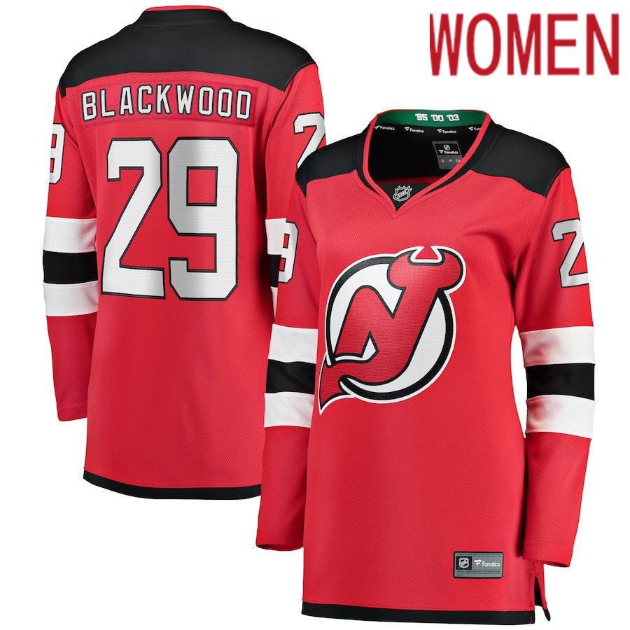 Women New Jersey Devils #29 Mackenzie Blackwood Fanatics Branded Red Home Breakaway Player NHL Jersey->women nhl jersey->Women Jersey